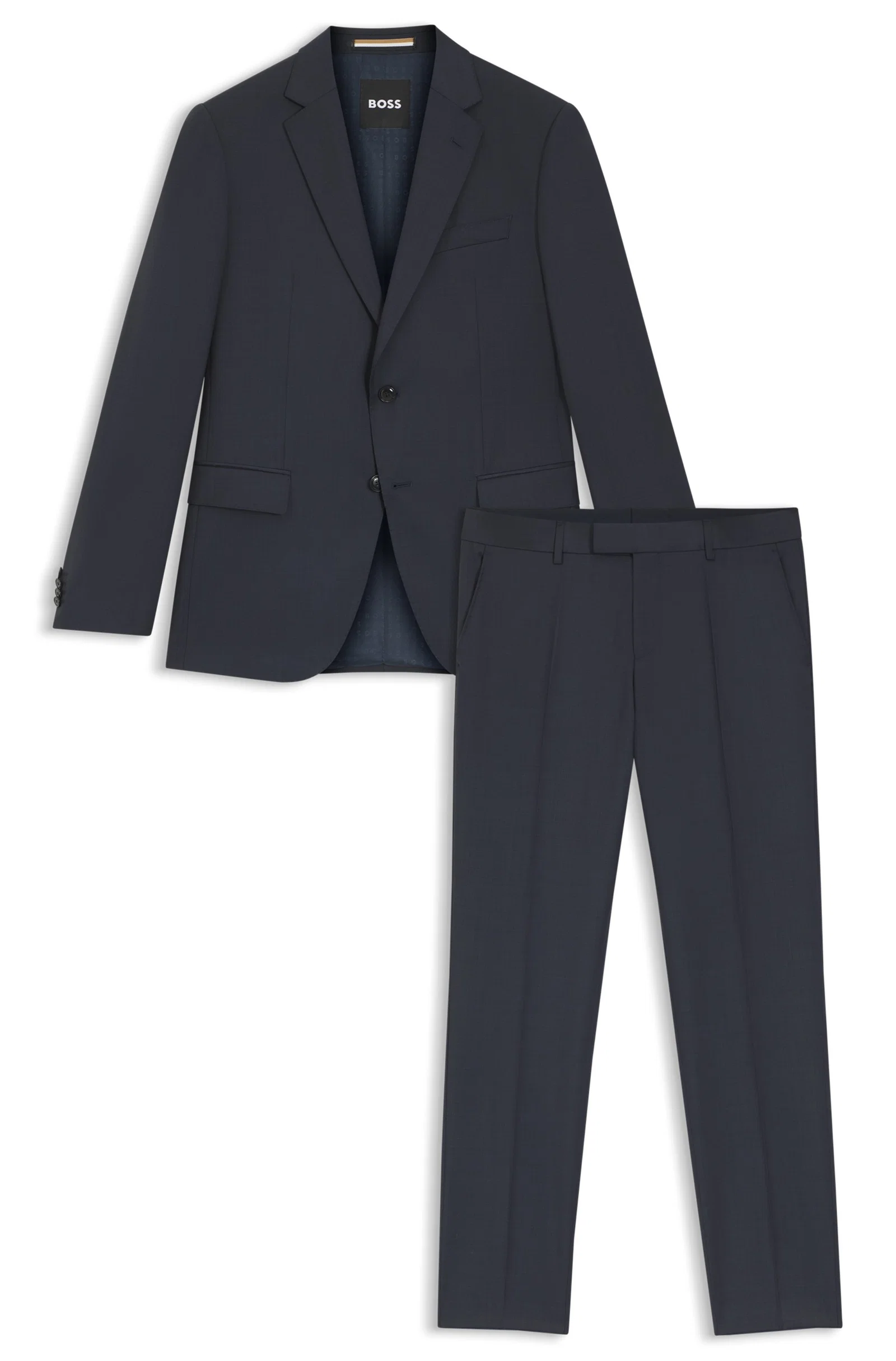 Terno De Duas Peças Slim Fit Em Lã Com Micropadrão