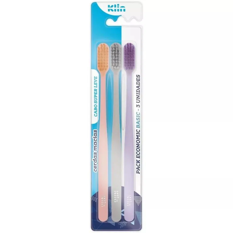 Kit 3 Escova Dental Klin Economic Basic Macias