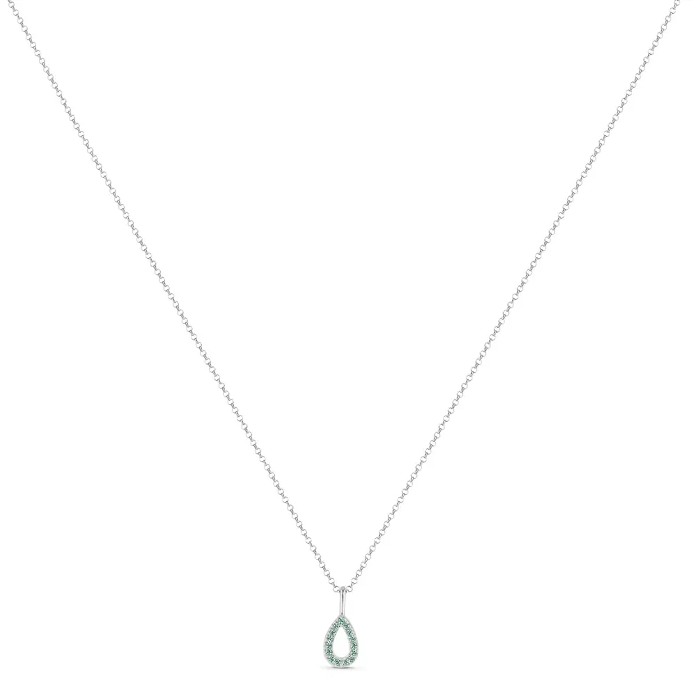 Colar Life Astro Gota em Prata 925 com Pedras Verdes, 45cm — imagem 1