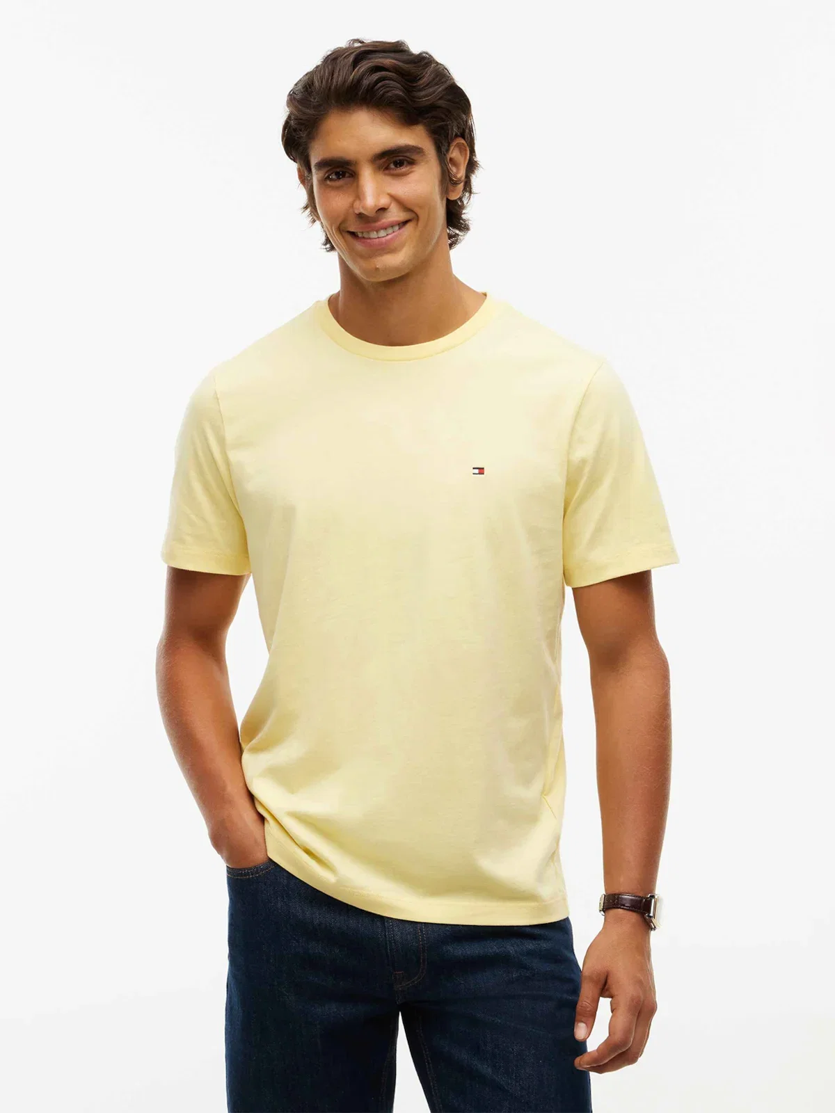 Camiseta de Gola C com Bordado de Bandeira — imagem 1