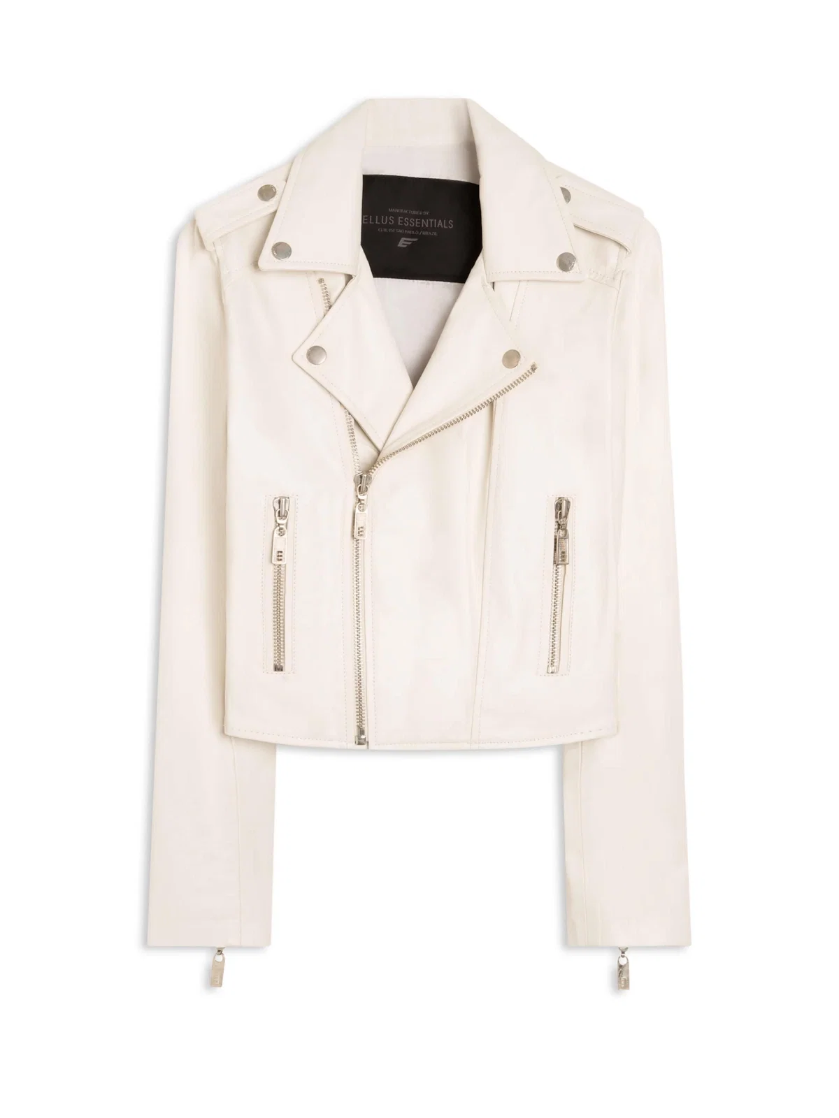 Jaqueta Couro Ellus Biker Off White