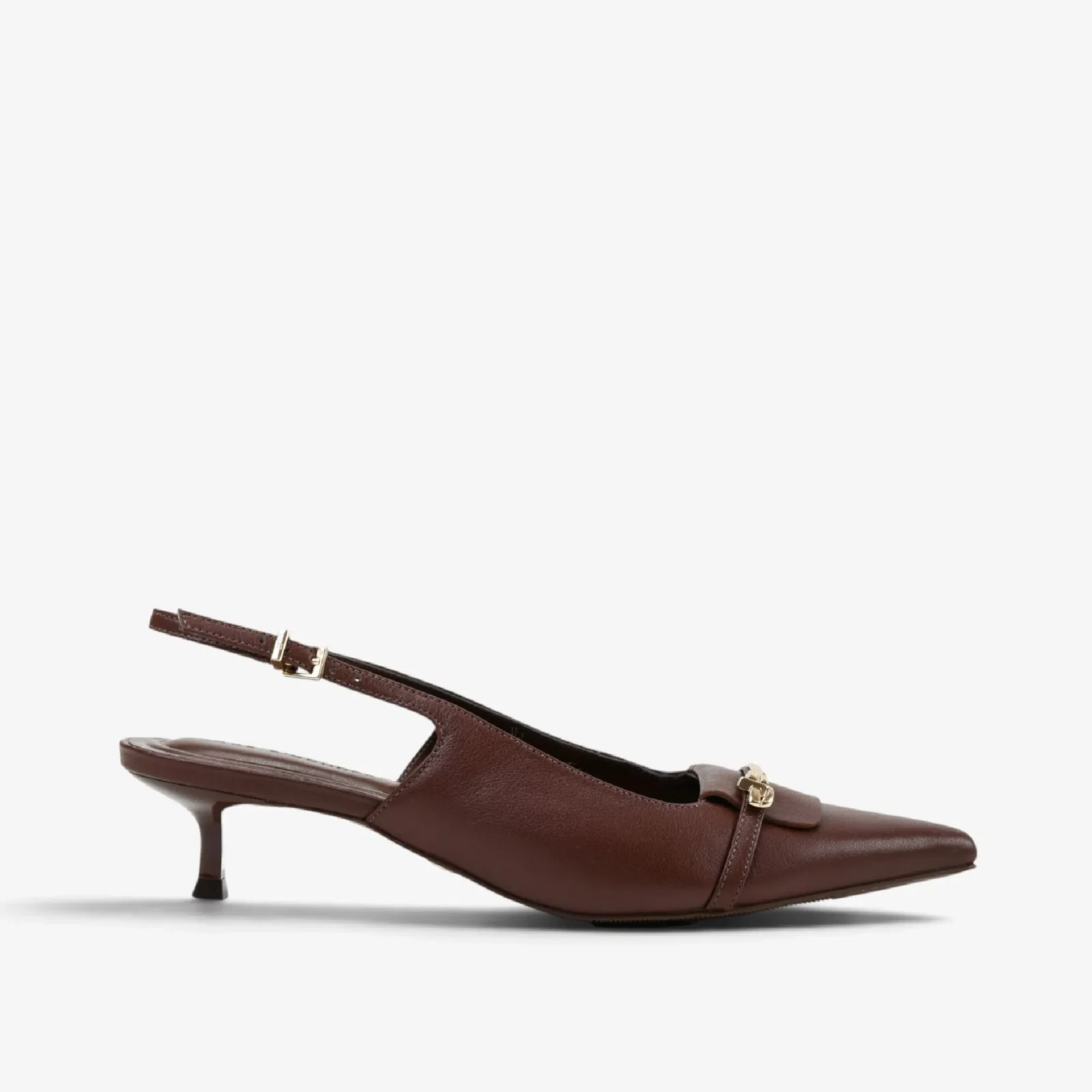 Slingback Marrom Café Couro