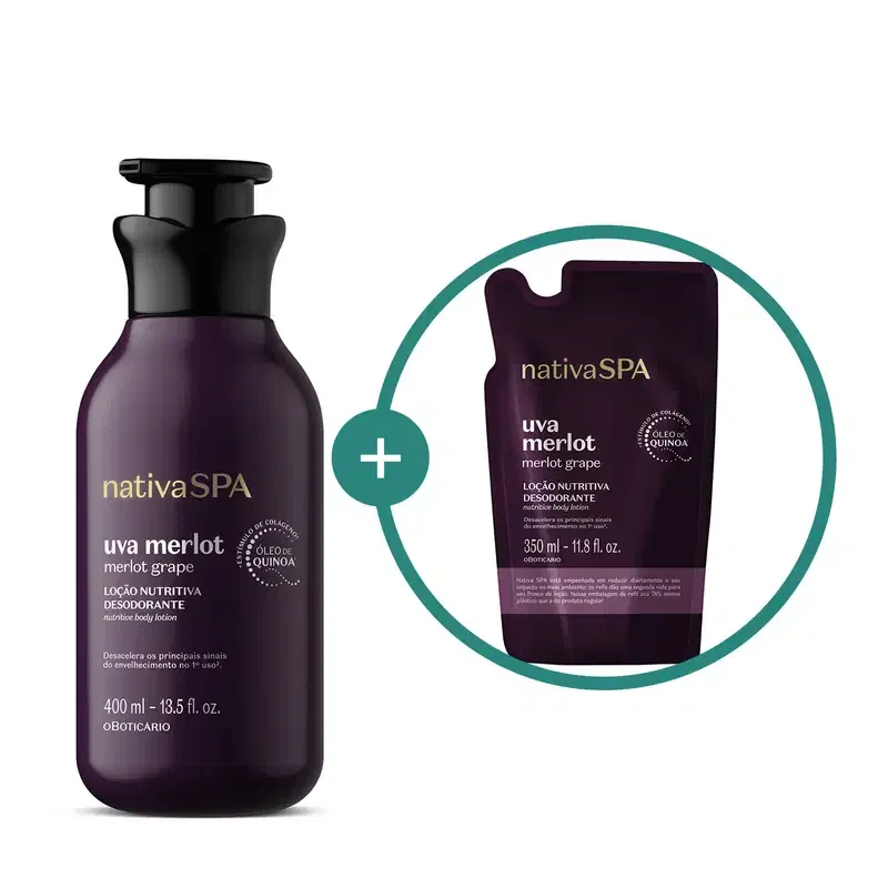 Combo Nativa SPA Uva Merlot: Loção Corporal 400ml + Refil 350ml