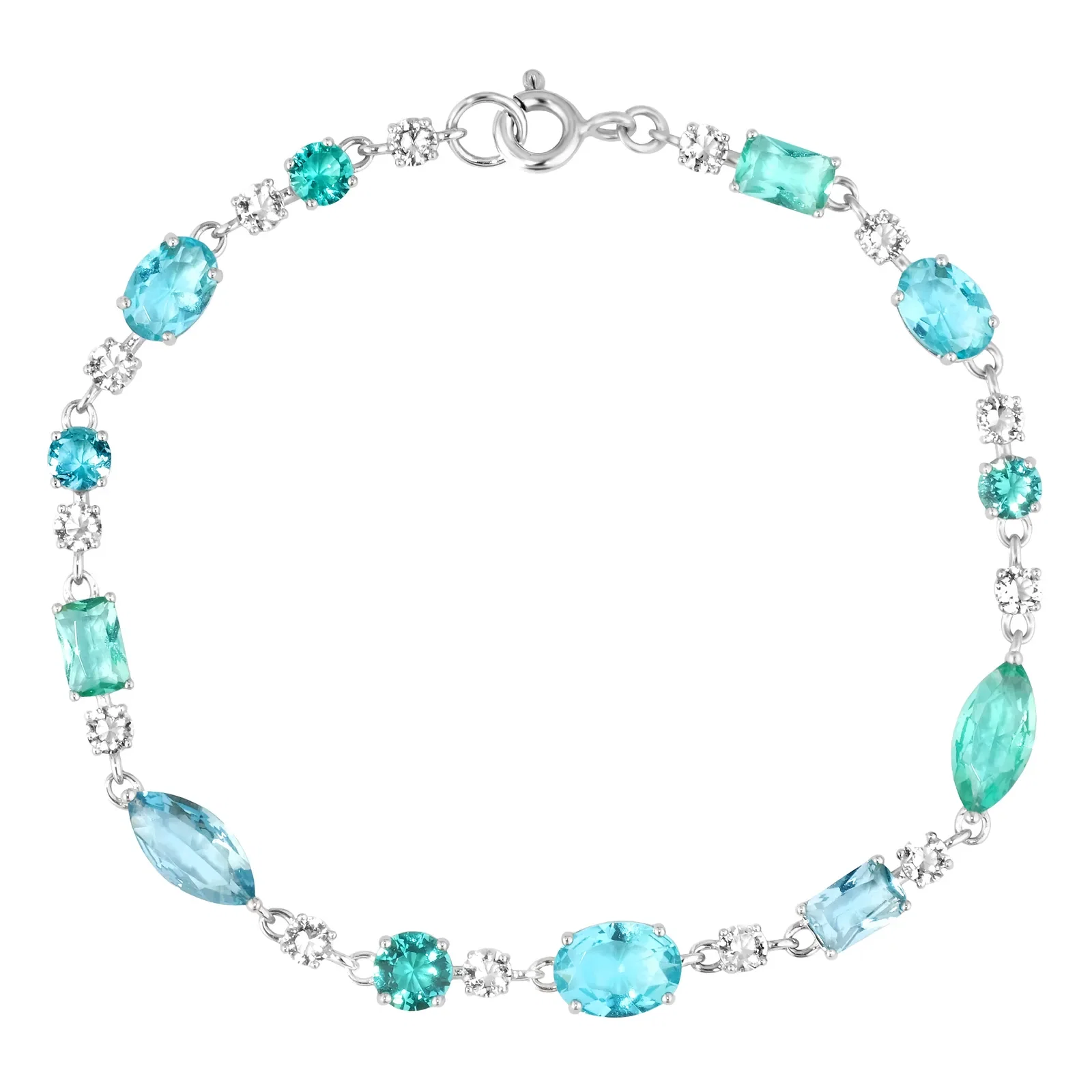 Pulseira Life Colors II em Prata 925 com Cristais Verdes e Azuis — imagem 1
