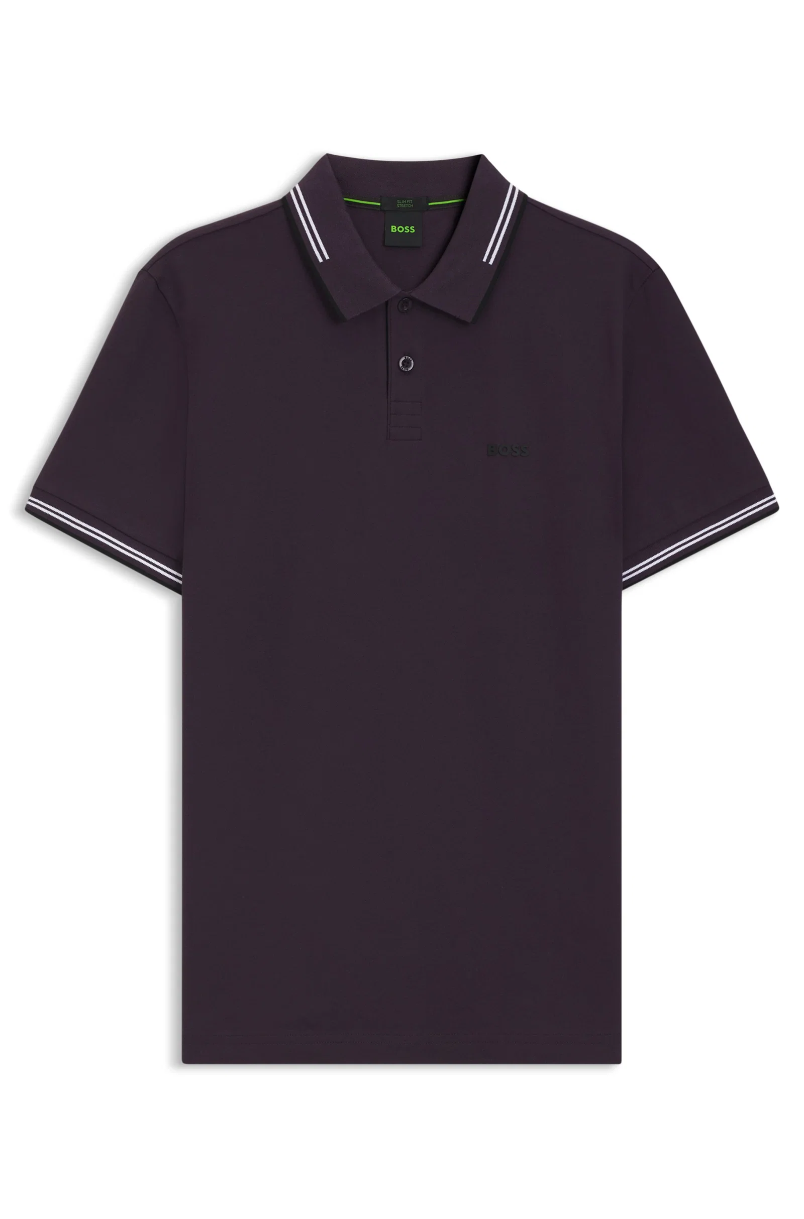 Polo Slim Fit Em Algodão Elástico