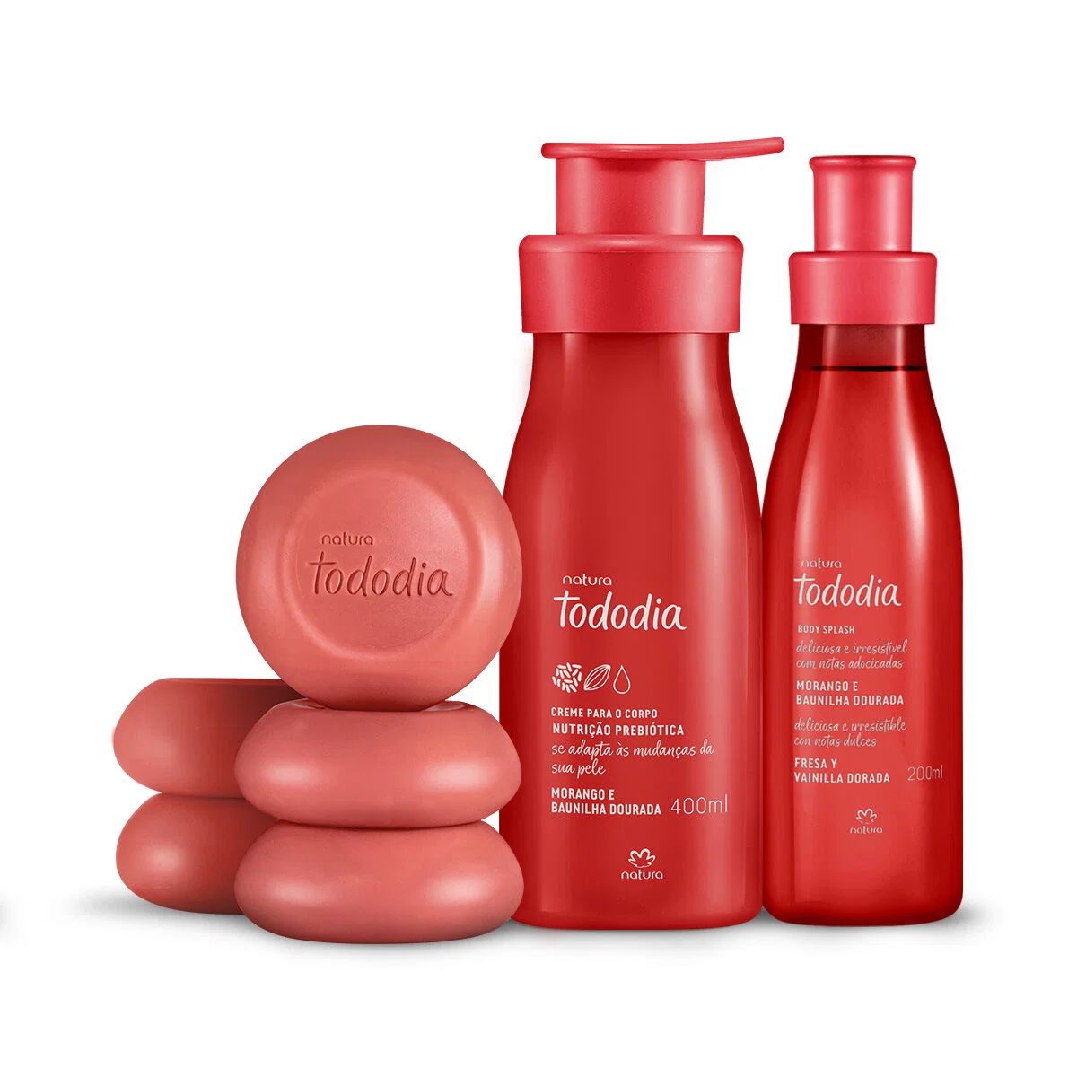 Kit Tododia Morango e Baunilha Dourada com Hidratante, Body Splash e Sabonete — imagem 1