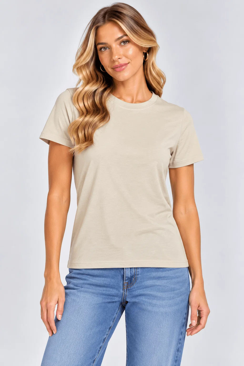 Blusa Manga Curta Decote Canoa - Areia
