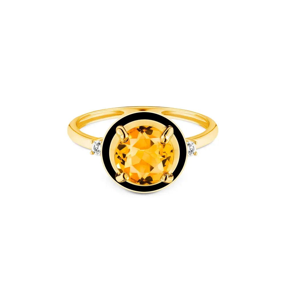 Anel Policroma em Ouro Amarelo 18k com Citrino e Diamantes — imagem 1