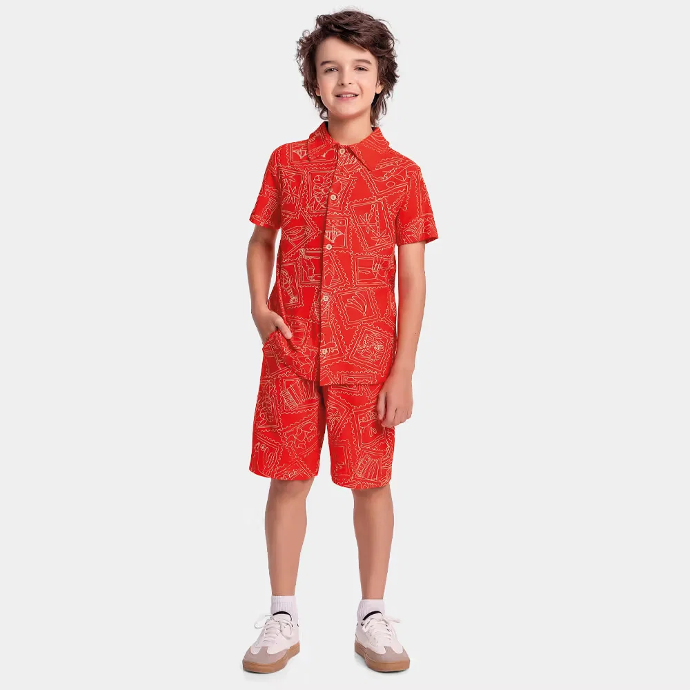 Conjunto camiseta turista e bermuda em moletinho flamê — imagem 1