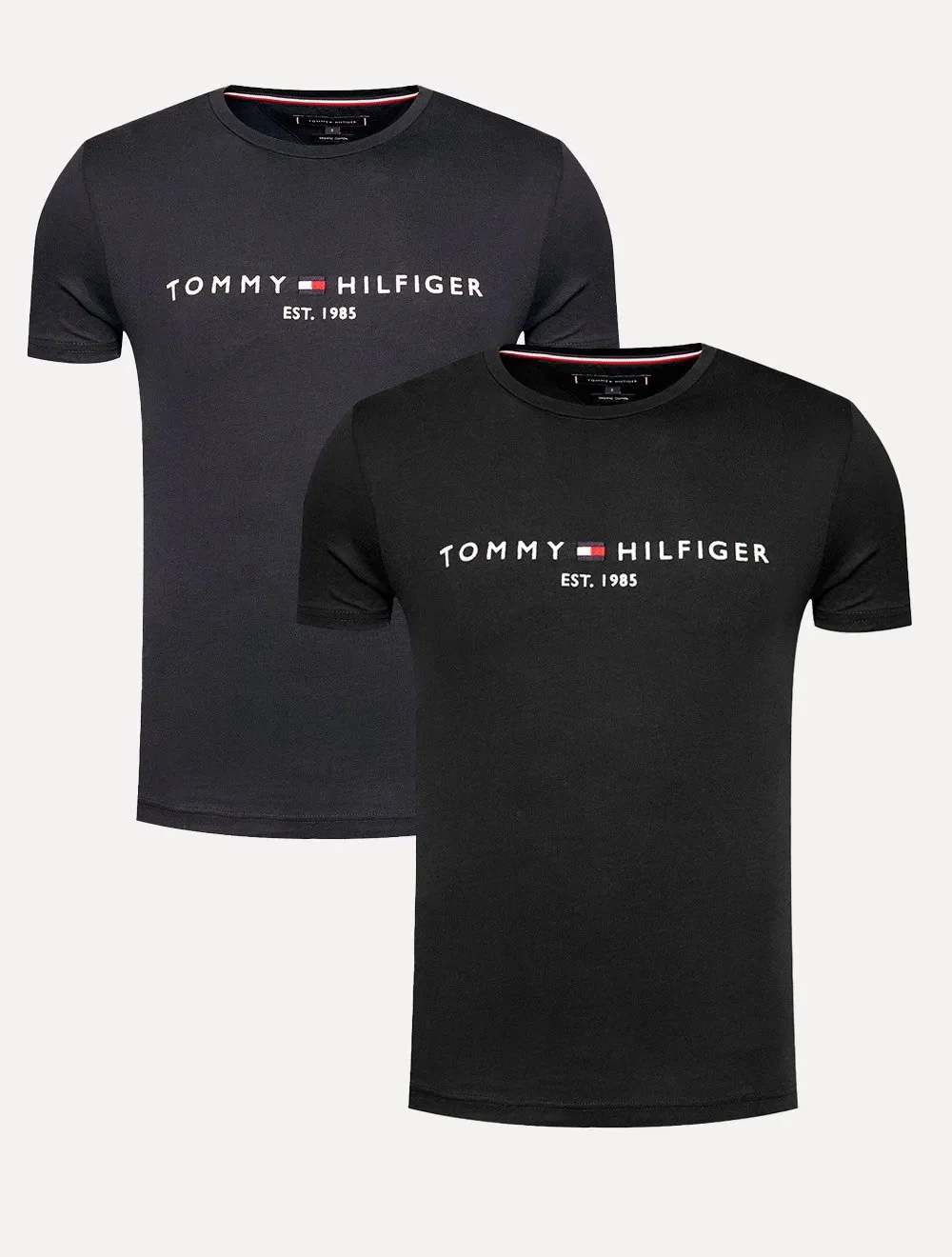 Kit Camisetas Tommy Hilfiger | Masculina Core Logo Tee Azul Marinho / Preta