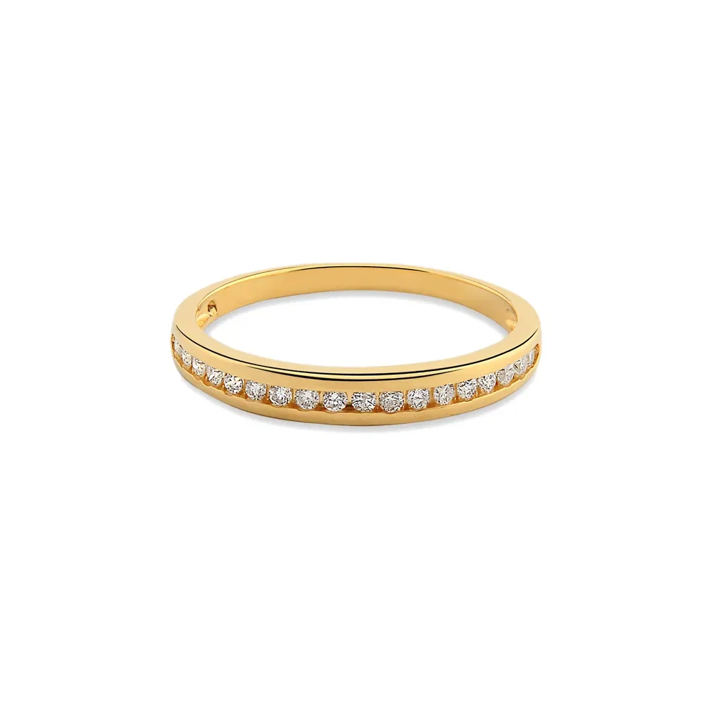 Meia Aliança Jazz em Ouro Amarelo 18k com Diamantes 0,18 ct