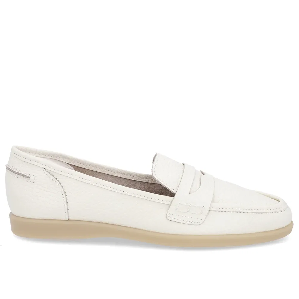 Loafer Casual Branco Marfim Claro Couro Tira — imagem 1
