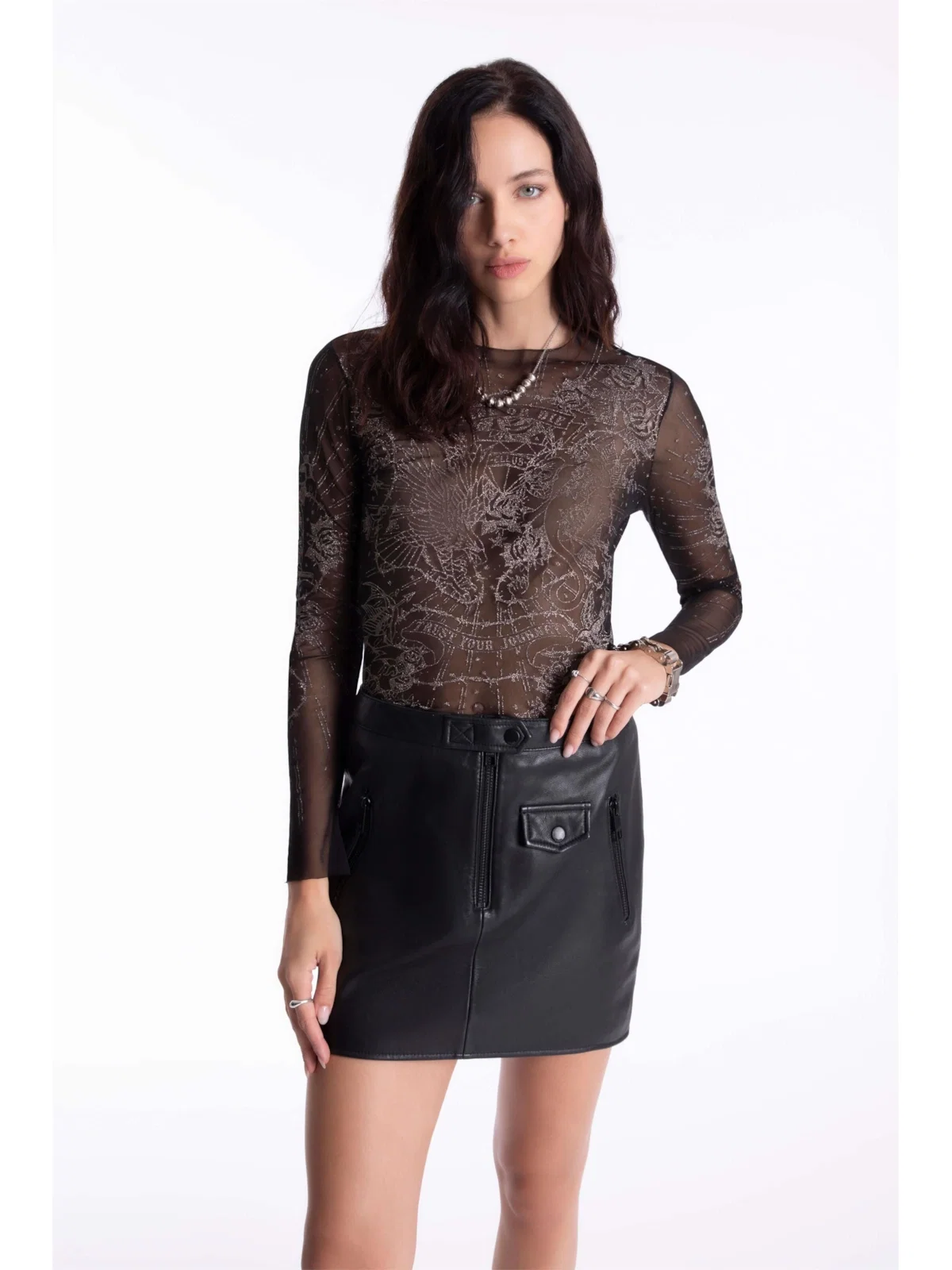 Saia Natural Leather Motorcycle Preto — imagem 1