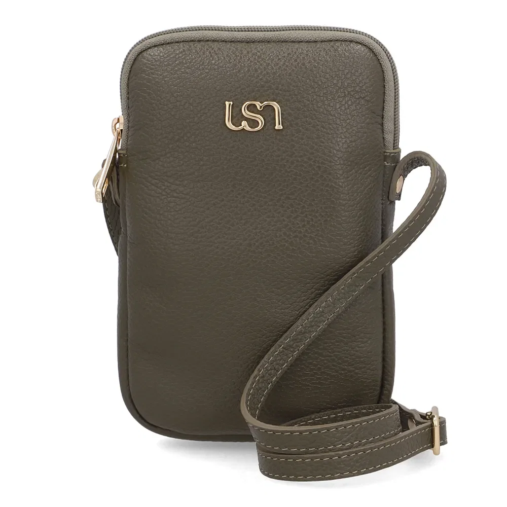Bolsa Tiracolo Couro Verde Ajuste Alça