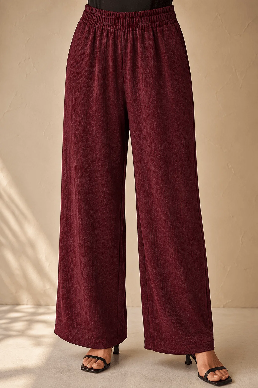 Calça Pantalona Cós Elástico - Vinho — imagem 1