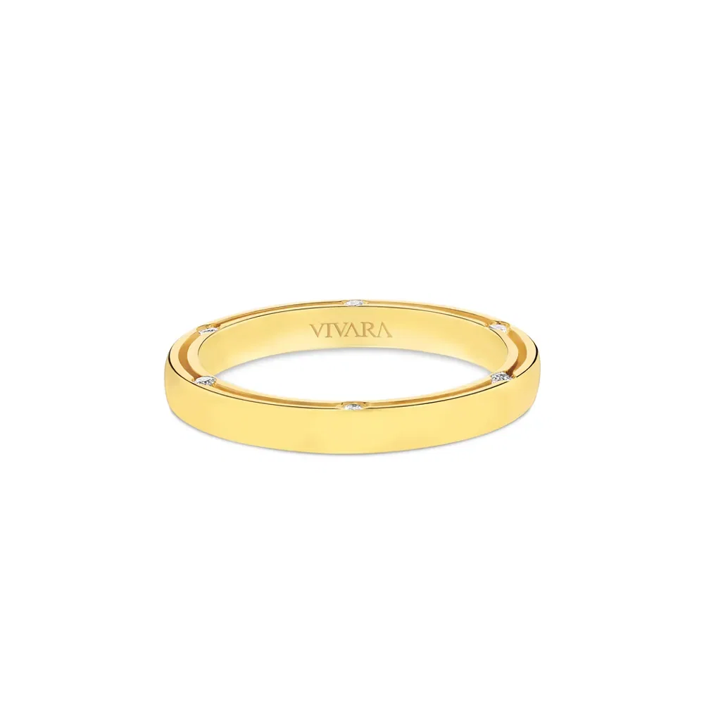 Aliança Órbita em Ouro Amarelo 18k com Diamantes, 2.7mm