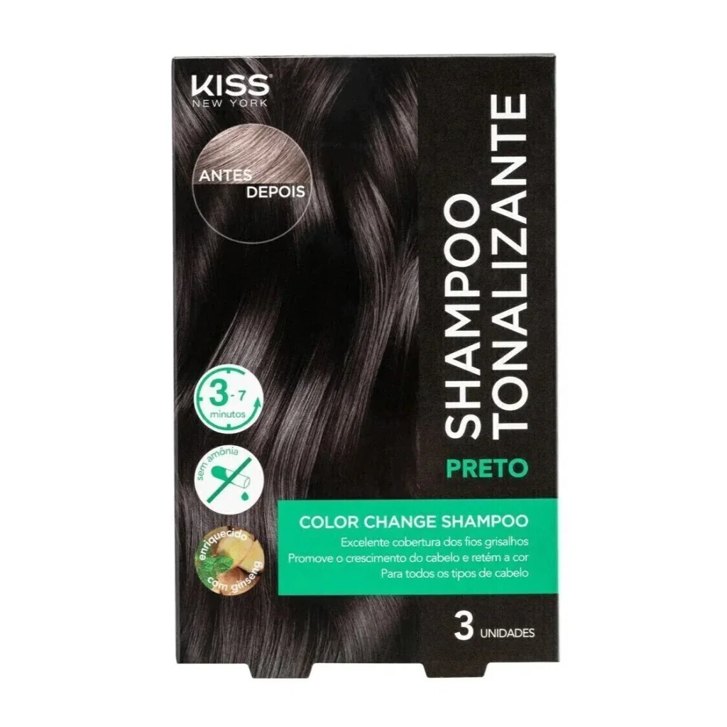 Shampoo Tonalizante Kiss New York Color Change Preto 3 Unidades