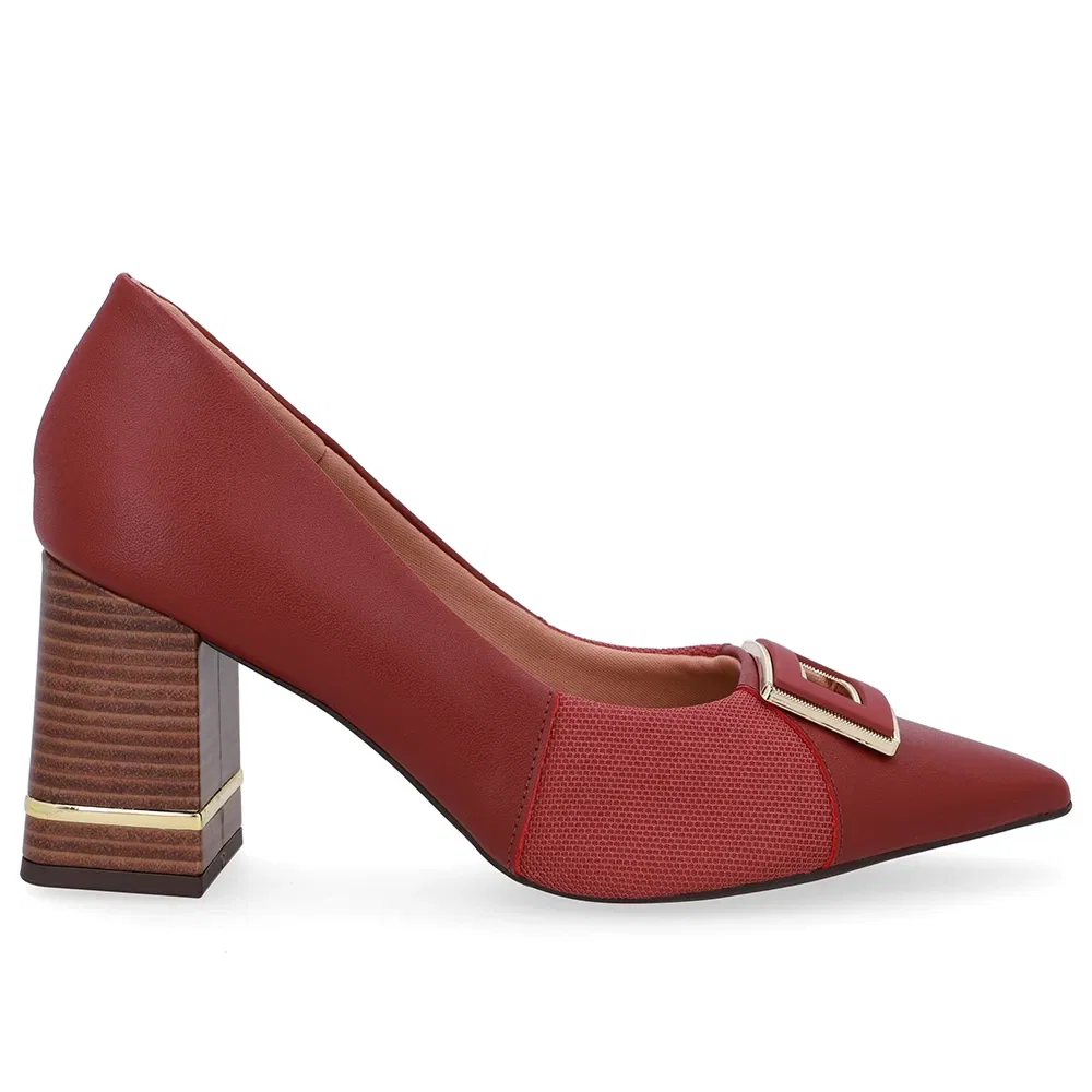 Scarpin Couro Vermelho Detalhe Salto — imagem 1