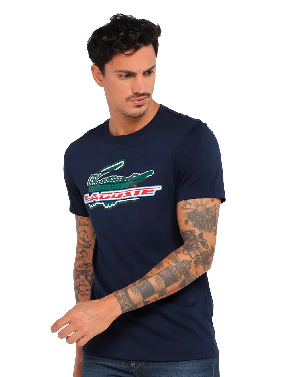 Camiseta Lacoste Masculina Regular Core Active Performance Branded Azul Marinho — imagem 1