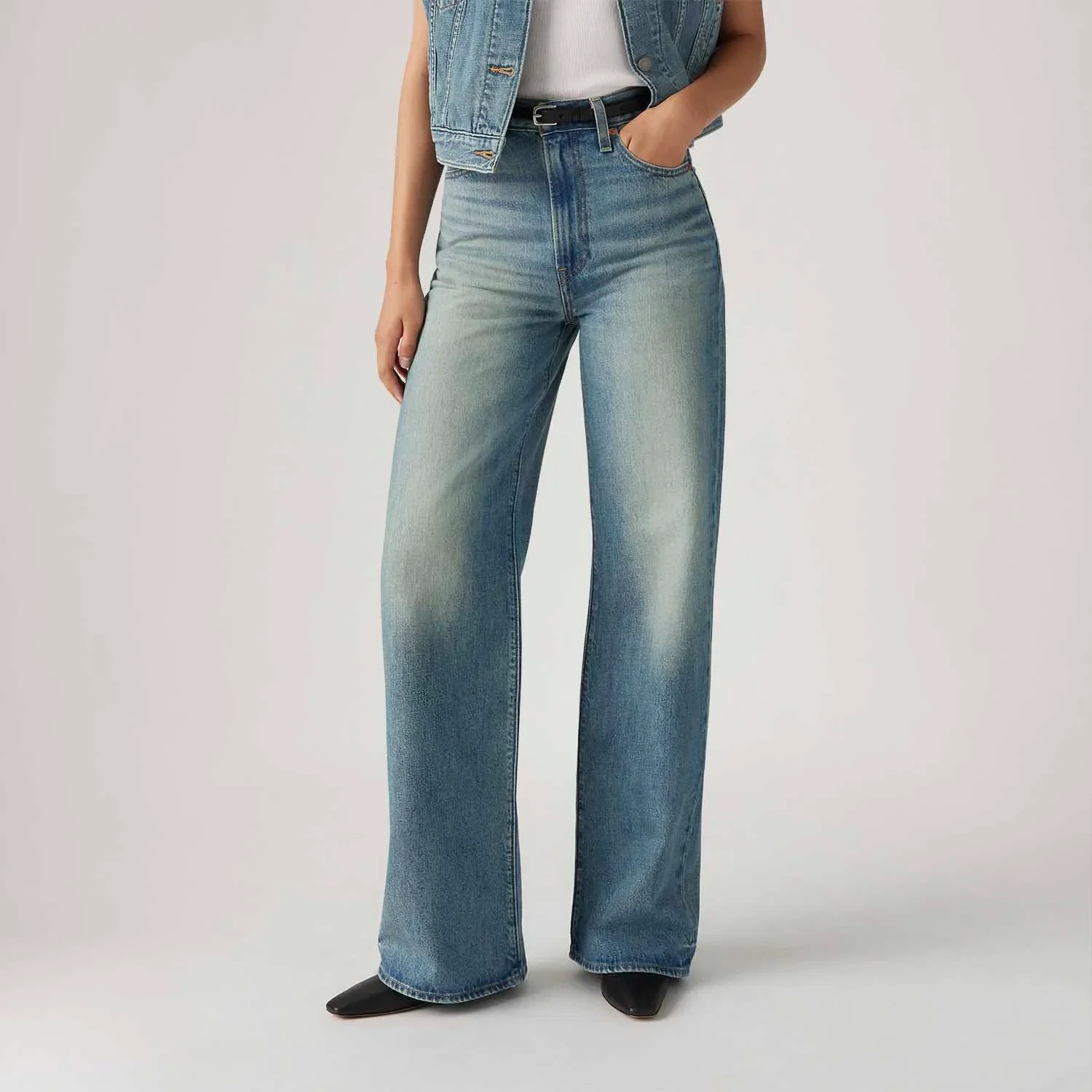 Calça Jeans Levi's® Ribcage Wide Leg Lavagem Média — imagem 1