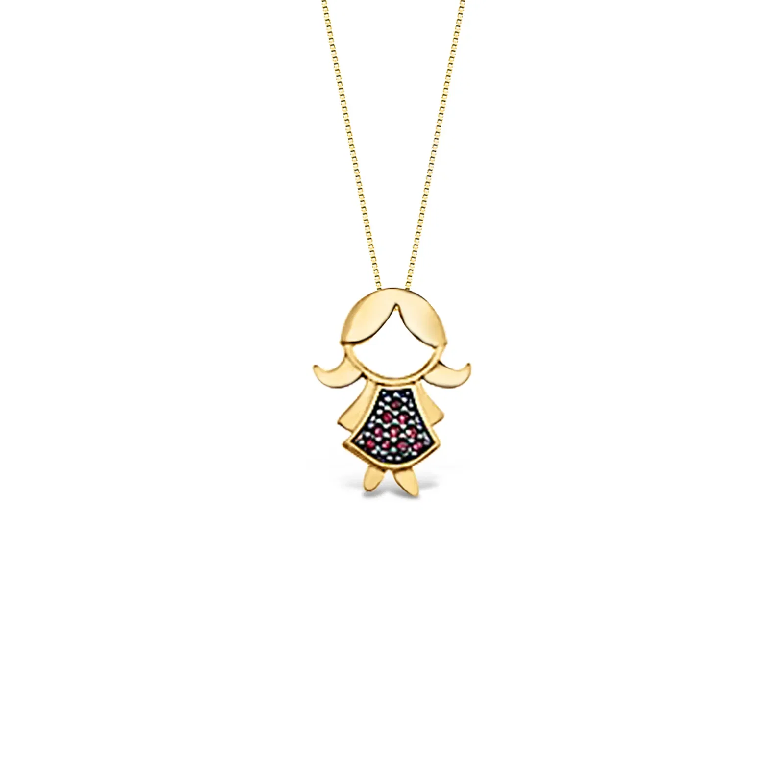 Pingente Menina em Ouro Amarelo 18k com Rubis, 15mm — imagem 1