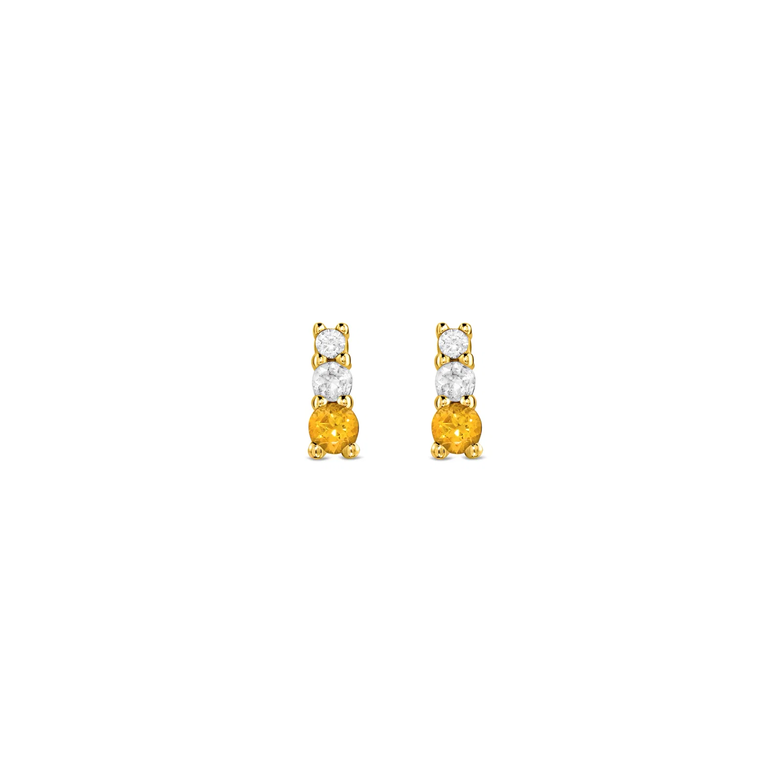 Brinco Cores em Ouro Amarelo 18k com Citrino e Safiras Incolores — imagem 1