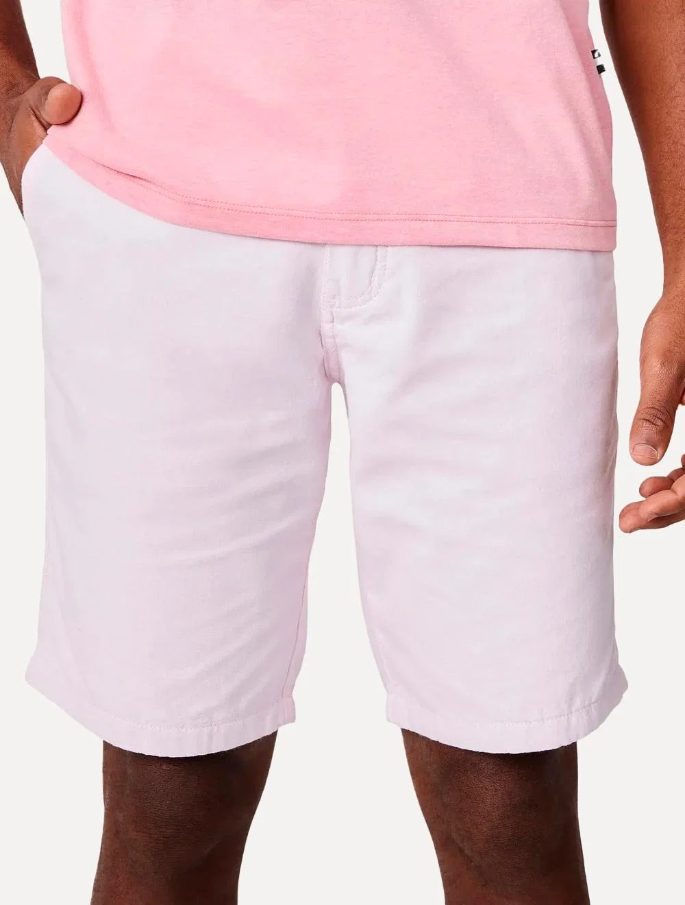 Bermuda Reserva Masculina Oxford Forro Meia Malha Rosa Claro