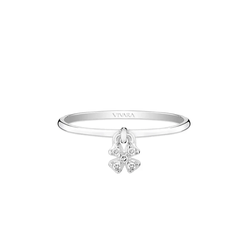 Anel Teens Trevo em Ouro Branco 18k com Diamantes — imagem 1
