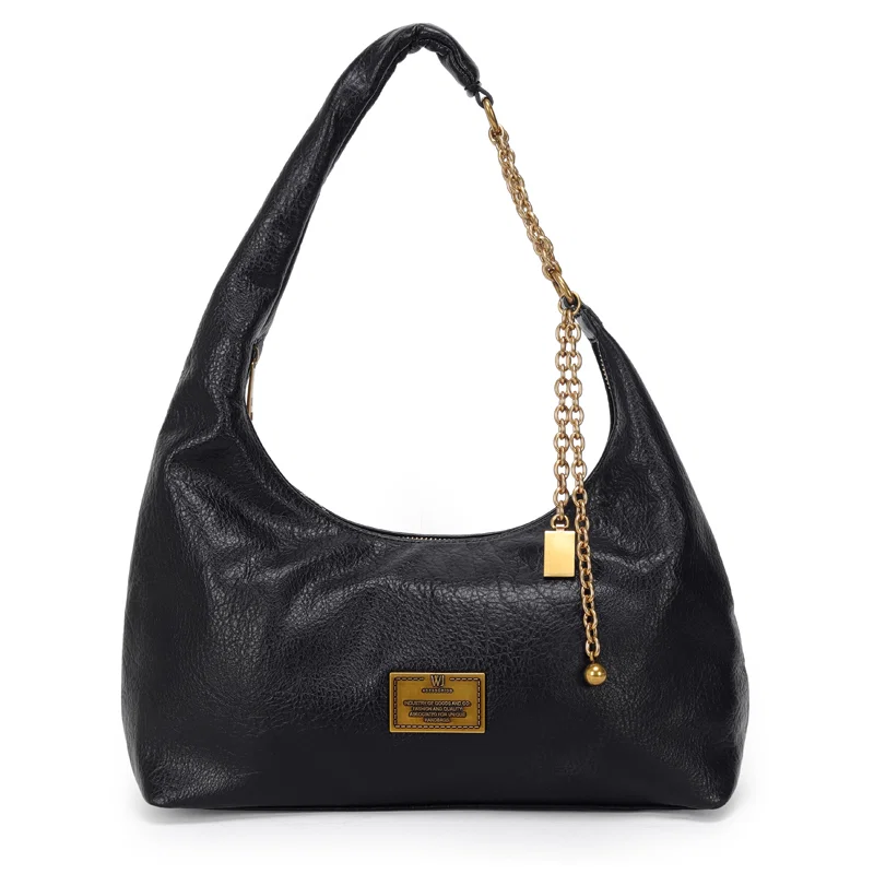 Bolsa Hobo Media Com Detalhe Corrente Com Pingentes