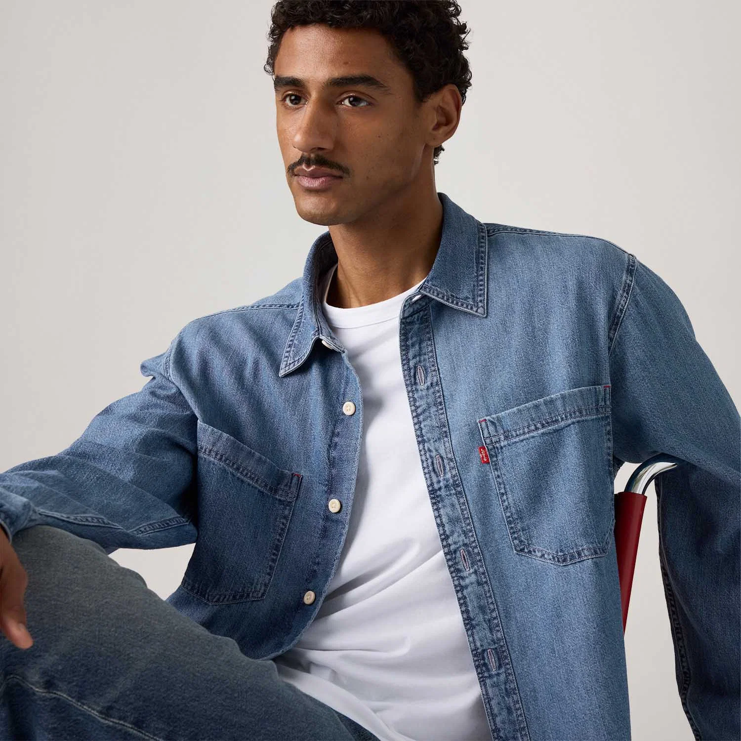 Camisa Jeans Levi's® Mariposa Worker Lavagem Média Manga Longa
