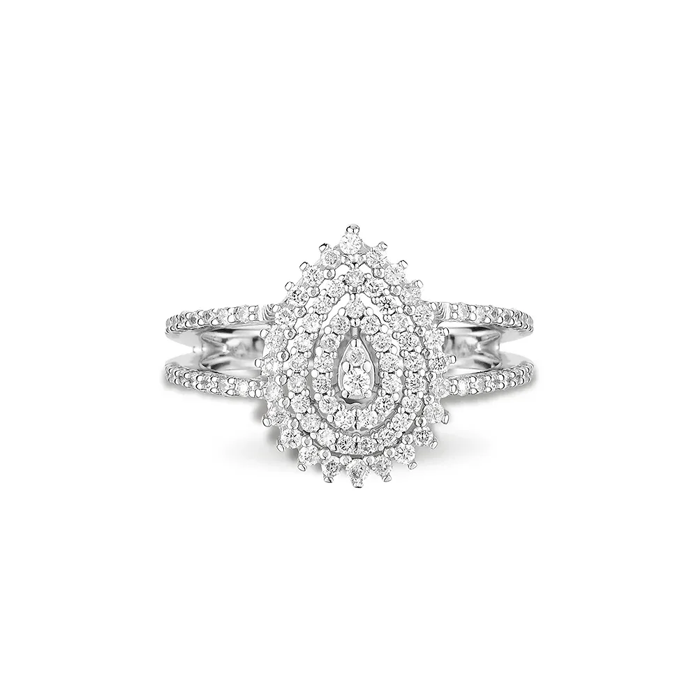 Anel Conjunto Especial em Ouro Branco 18k com Diamantes