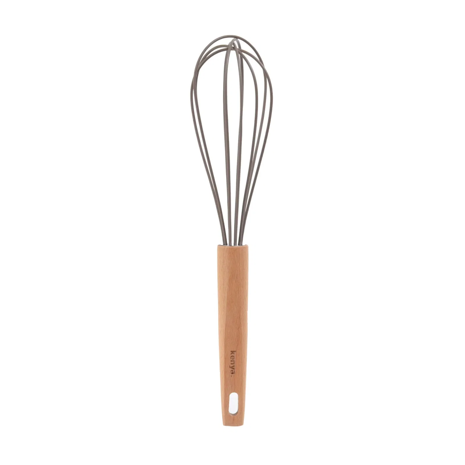 Colher Batedora de Silicone com Cabo Madeira Kenya Cinza