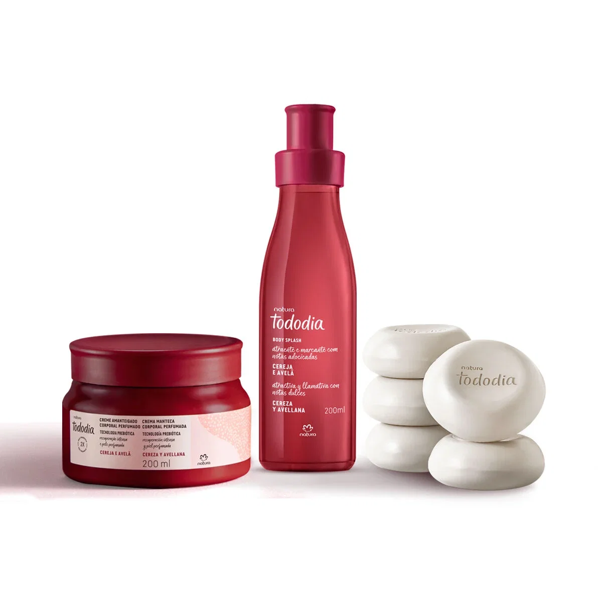 Kit Banho, Hidratação e Perfumação Natura Tododia Cereja e Avelã (3 produtos)