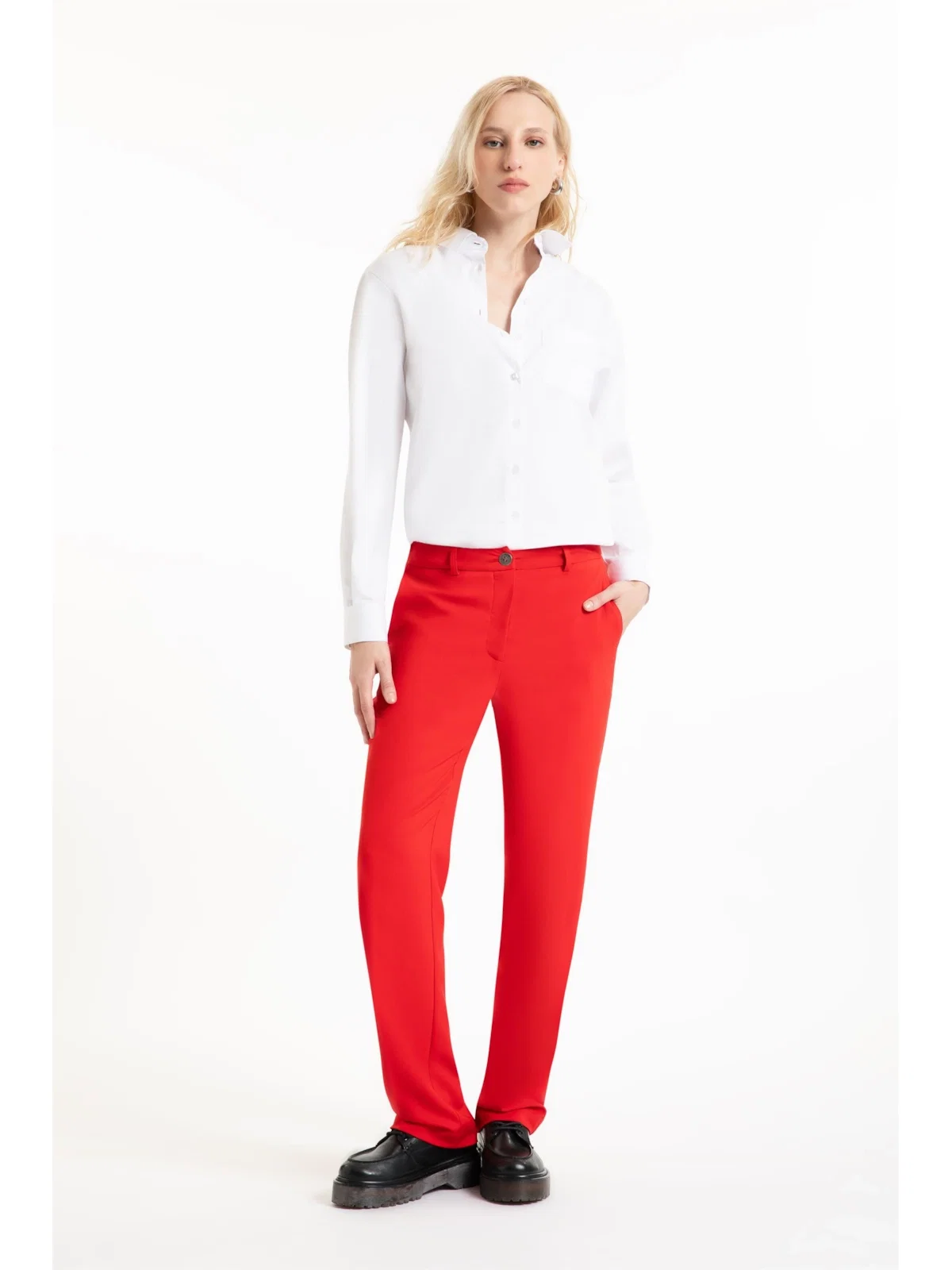 Calça Crepe Way Straight Vermelho — imagem 1