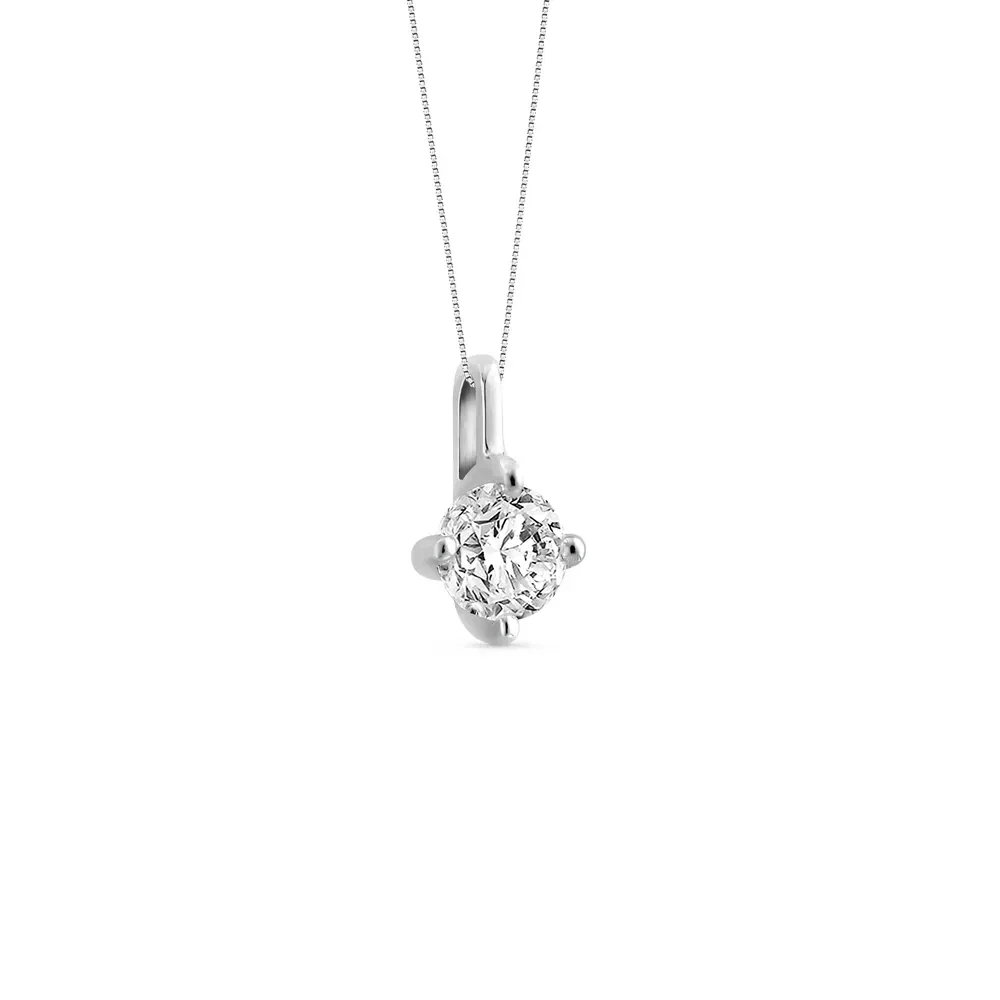 Pingente Solitário Classic em Ouro Branco 18k com 0,45ct de Diamante, 10.5mm