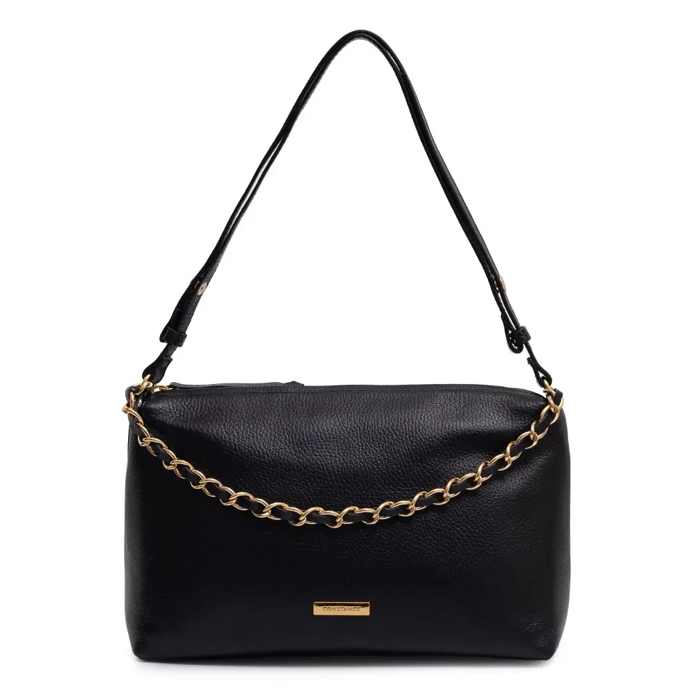 Bolsa Couro Preta Corrente
