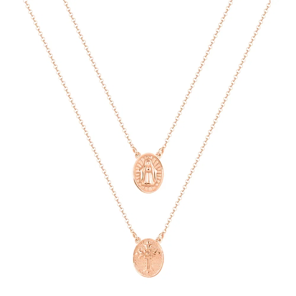 Escapulário Life Religião N.Sra. Aparecida em Liga Rosé com Banho de Ouro Rosé, 65cm — imagem 1