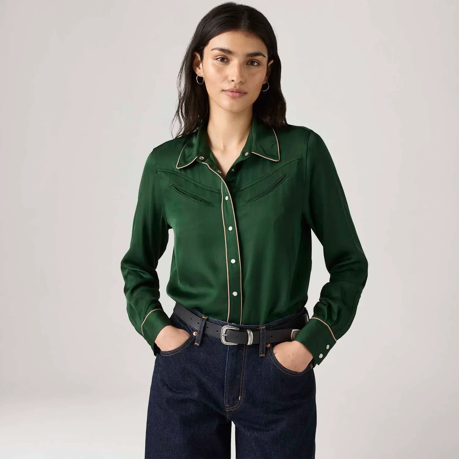 Camisa Levi's® Bradie Archival Verde Manga Longa — imagem 1