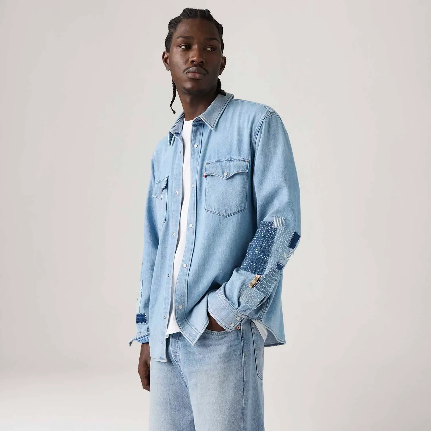 Camisa Levi's® Relaxed Western Lavagem Clara