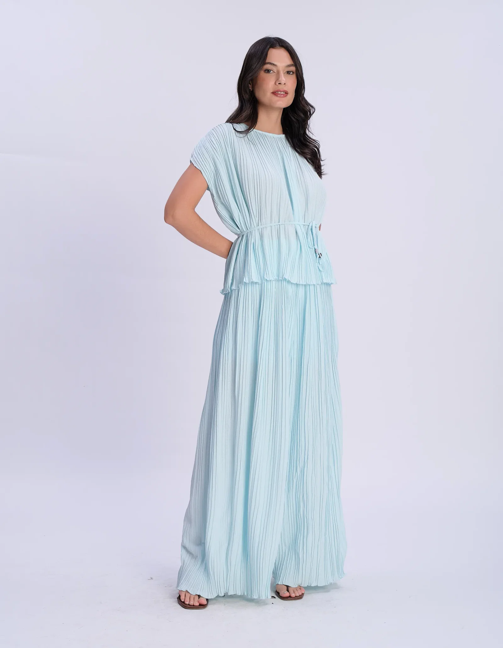 Calça Pantalona Textura - Azul — imagem 1