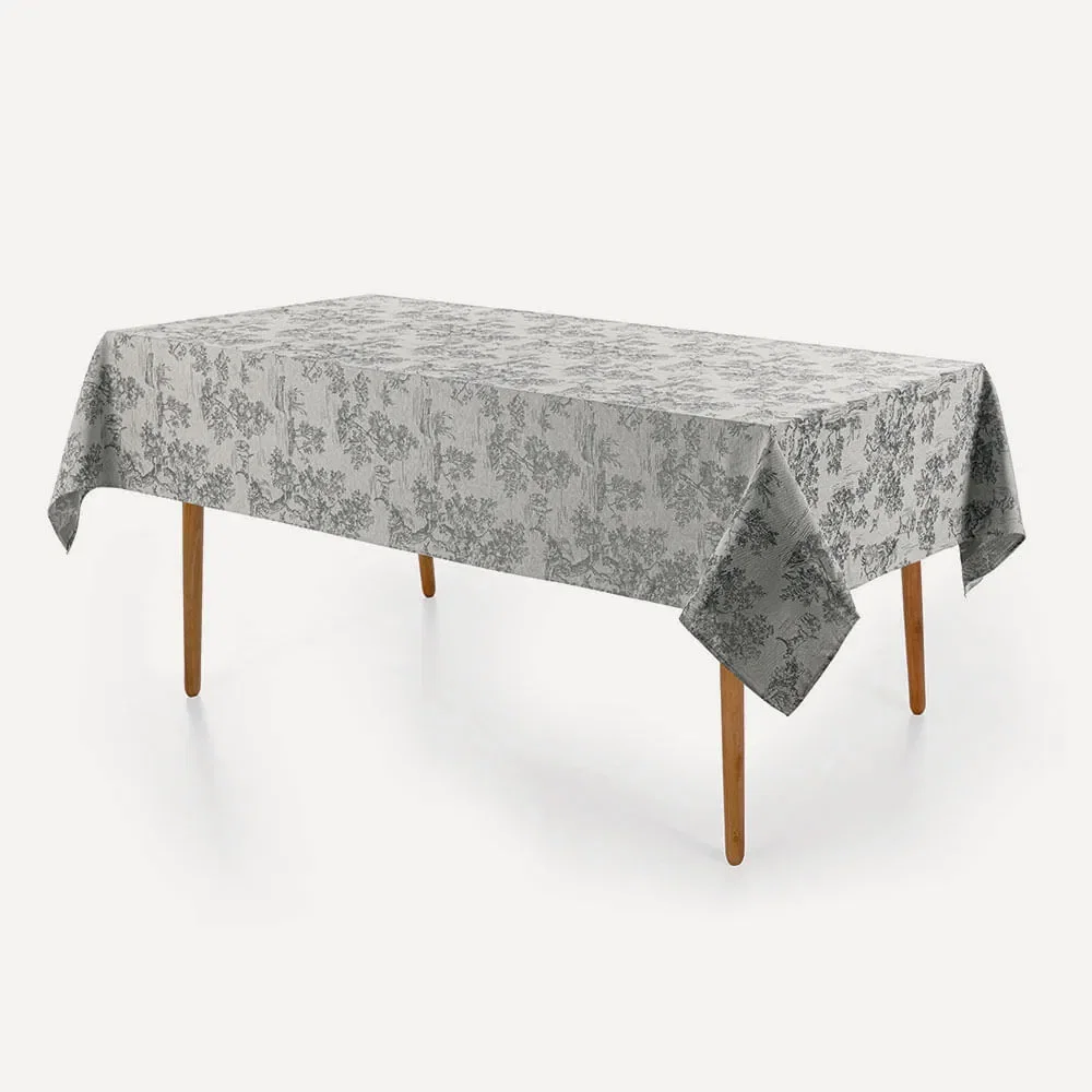 Toalha de Mesa Retangular 8 Lugares Grazia Cinza