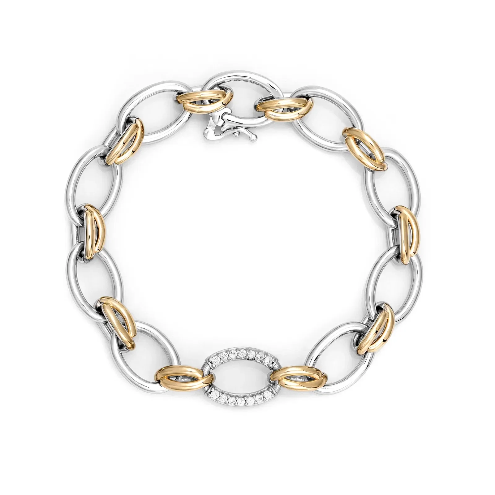 Pulseira Raya em Prata 925 e Ouro Amarelo 18k com Safira Incolor