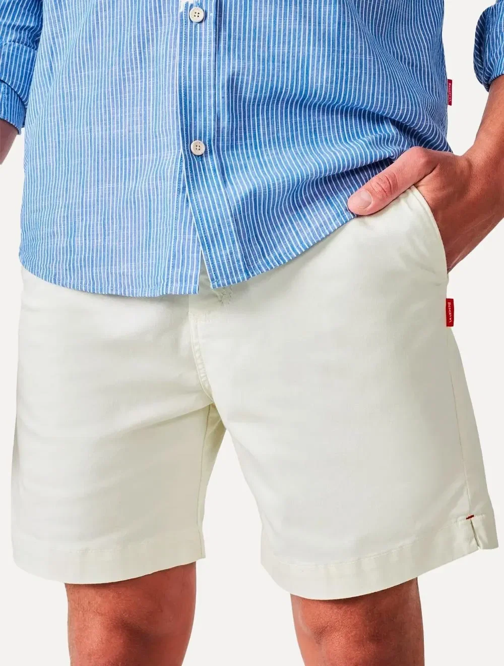 Bermuda Reserva Masculina Fivela Elastano Off-White