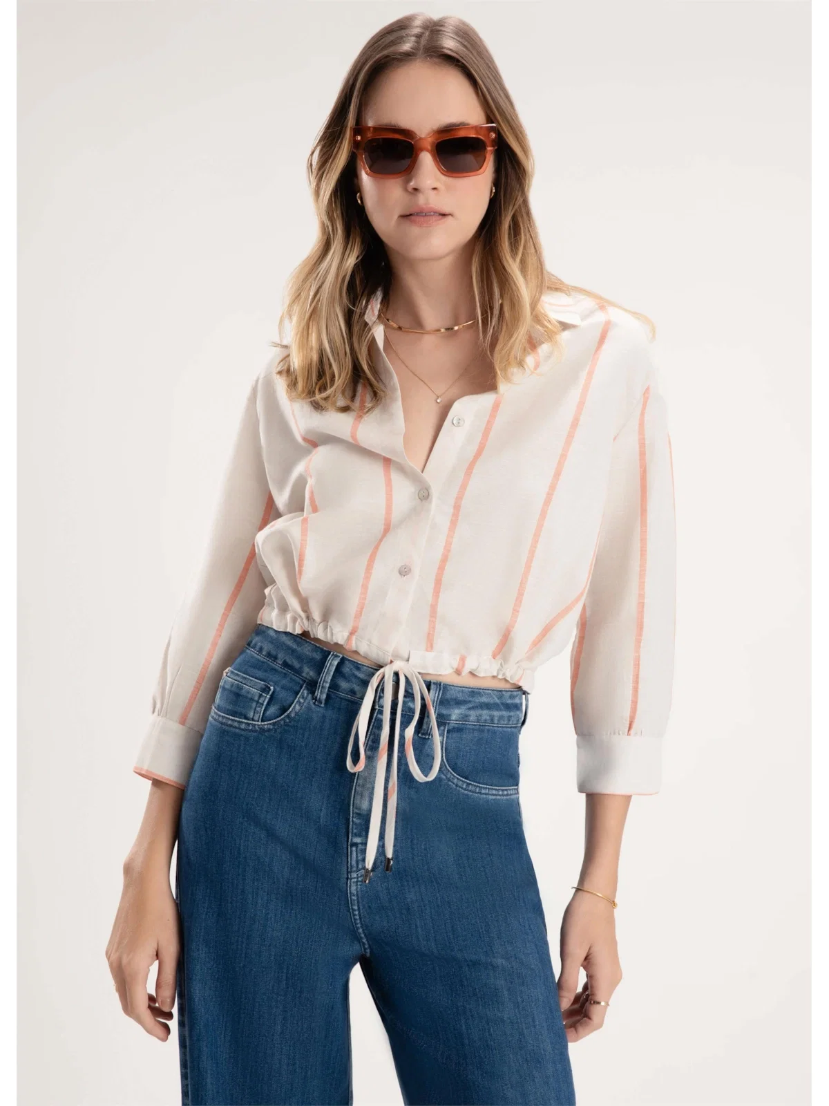 Camisa Linho Summer Stripes Natural