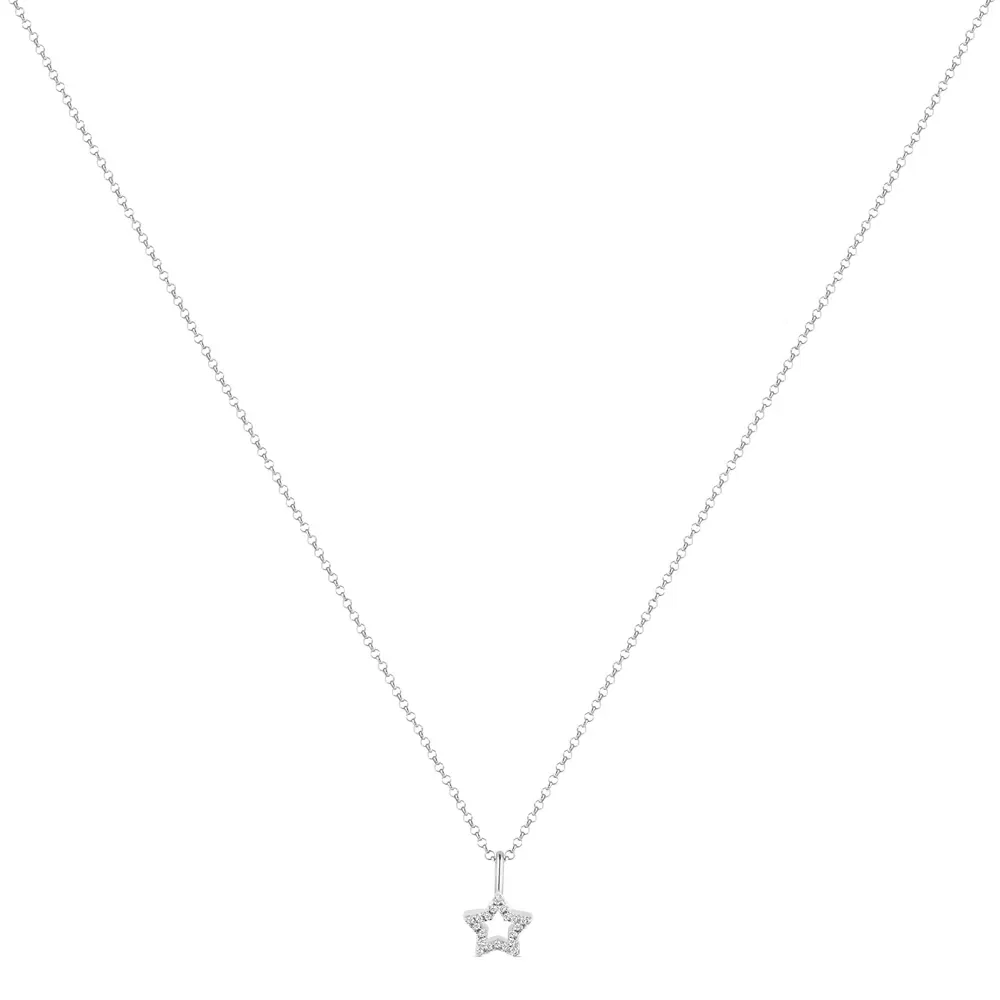 Colar Life Astro Estrela em Prata 925 com Pedras Incolores, 45cm — imagem 1