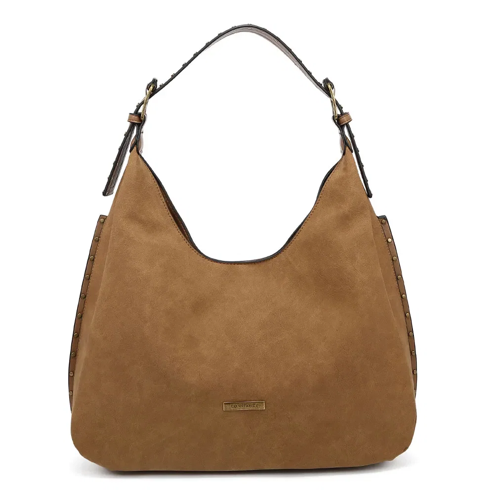Bolsa Hobo Grande Tachas Caramelo — imagem 1