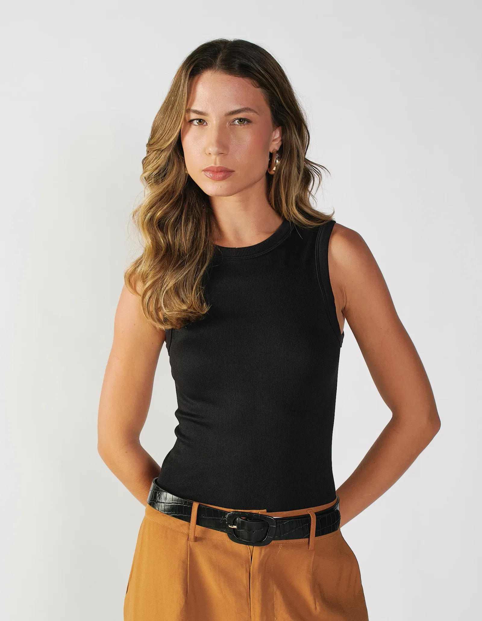 Cinto Couro Croco Fivela Encapada - Preto