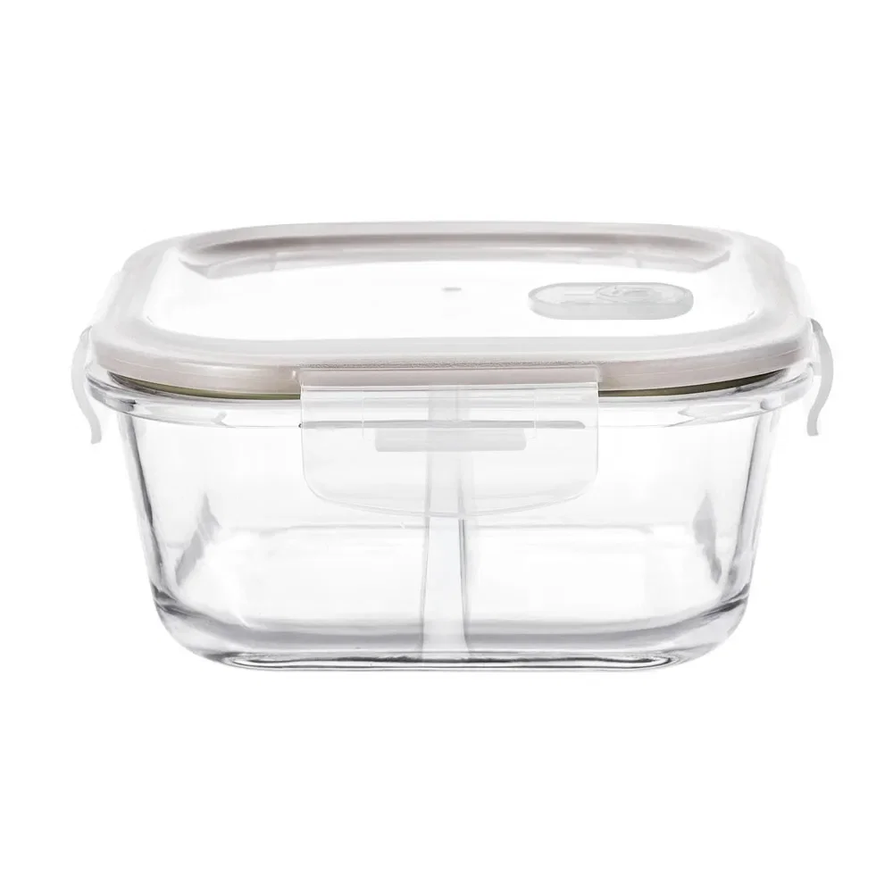 Pote Quadrado de Vidro Hermético com Divisória 715ml