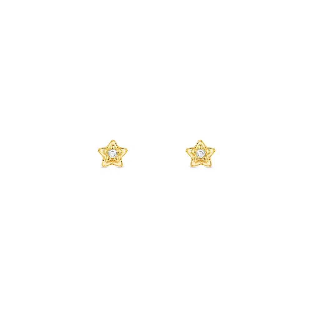 Brinco Baby Estrela em Ouro Amarelo 18k com Safira Incolor — imagem 1