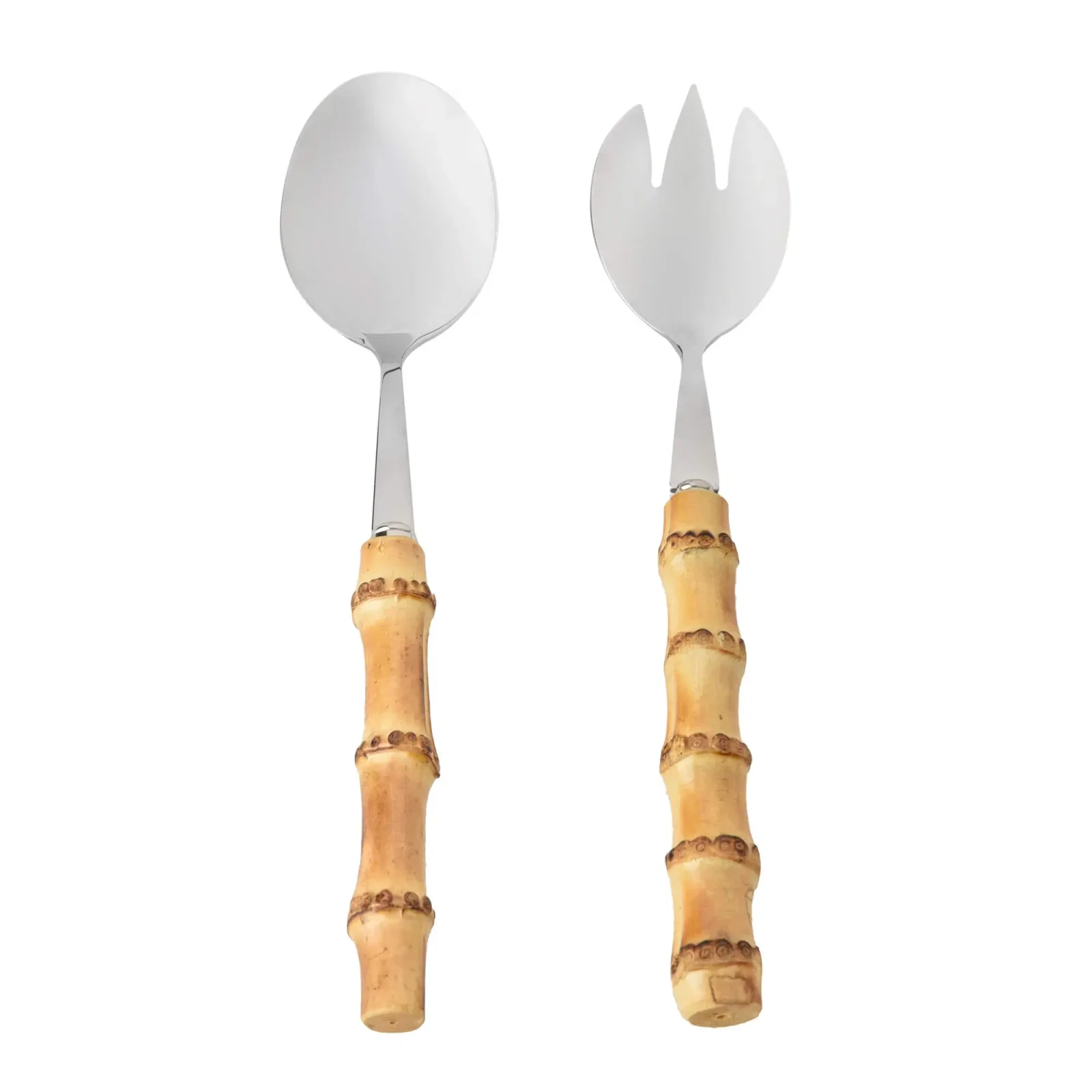 Kit 2 Peças com Colher e Garfo para Salada Bamboo Natural Kenya